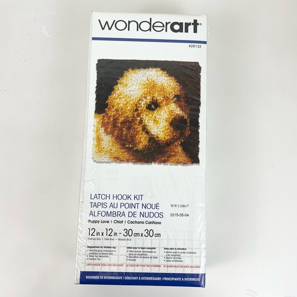 Wonderart Latch Hook Kit Puppy Love Golden Doodle Golden Retriever Labrador Dog - Picture 8 of 8